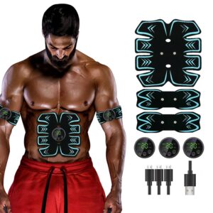 10 Modes 39 Levels of Intensity USB Rechargeable Portable Fitness Workout Equipment with 10pcs Free Gel Pads for Men Woman