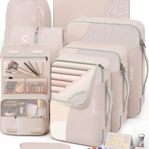 10 Set/8 Set Packing Cubes for Travel, Gifts for Women Mom,Anti-Tearing Suitcase Organizer for Luggage with Shoe & Hanging Toiletry Bag,OlarHike Vacation Essentials &...