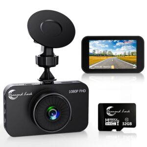 1080P Full HD Dash Camera for Cars, Diamond Lark Dash Cam Front with 32G SD Card, 3โLCD Screen, 170ยฐWide Angle, Dashboard DashCam with Loop Recording, HDR, Night Vision,...