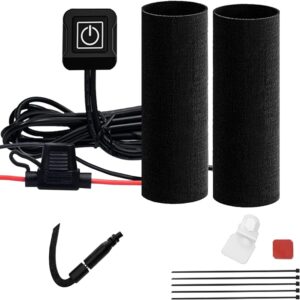 12V Motorcycle Heated Grips Cover, Universal Handlebar Grip, 3 Temperature Settings, IP67 Waterproof, ATV Scooter Motorcycle Hand Grip Heater Warmer Hot with Switch & Fuse