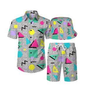 16 70s Shirts For Men,Hippie Shirt,Mens 70s Shirt,Mens Hawaiian Shirts And Shorts Set 16-S