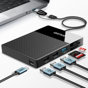 1TB External Hard Drive, USB C Multiport Hub HDD 7-in-1, USB 3.0, SD/TF Card Reader, Docking Station, Multi-Function HDD for Windows, Mac, Android, TV, Phone, Laptop, Desktop, PC