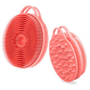 2 in 1 Silicone Body Scrubber, Anti Cellulite Massage Scrubber, Exfoliating Shower Brush for Men & Women, Removes Dead Skin, Reduces Cellulite, Improves Circulation, Fast Dry,...