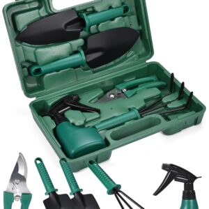 2wayz Garden Tool Set - 5-Piece Durable Gardening Hand Tools - 3x12x7-inch Gardening Kit with Portable Box and Carrying Case - Small Garden Planting and Essentials Tools - Gift...