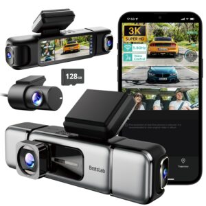 3K 4 Channel Dash Cam, 560ยฐ All-Sides View, Front and Rear Inside Car Camera with 3.18โTouch Screen, Dash Camera 24/7 Parking Mode, Built-in GPS 5.8G WiFi Night Vision Voice...