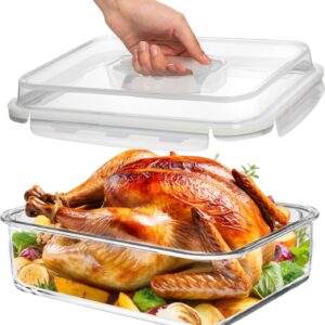4800 ML / 163 oz / 21 Cup LARGE Glass Food Storage Container with Airtight Locking Lid. Ideal Storing food, Vegetables, Fruits. Baking Casserole, Lasagna, Roasting Turkey,...