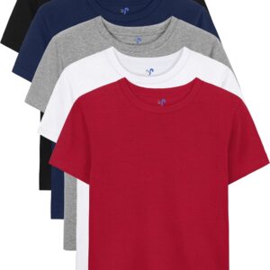 5 Pack Boys Shirts Short Sleeve Shirts for Boys Cotton T-Shirts Kids Toddler Tshirts Tees Clothes Summer Tops