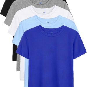 5 Pack Boys Shirts Short Sleeve Shirts for Boys Cotton T-Shirts Kids Toddler Tshirts Tees Clothes Summer Tops