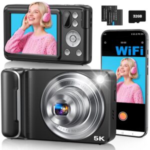 5K Digital Camera for Photography, 64MP Touchscreen WiFi Camera with Autofocus 6X Optical & 16X Digital Zoom, Dual-Lens Vlogging Camera for YouTube Video Anti-Shake, Travel...