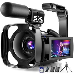 5K Video Camera Camcorder, UHD 64MP Vlogging Camera for YouTube with 3" 270ยฐ Rotatable Touch Screen, Digital Camera with IR Night Vision, 16X Zoom/WiFi/Webcam/HD/32GB Card/2...