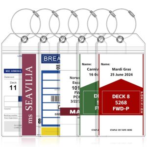 6 Pack Luggage Tags Travel Essentials & Cruise Essentials for NCL, Princess, Carnival, Royal Caribbean & Celebrity Cruise Ships by SEAVILIA
