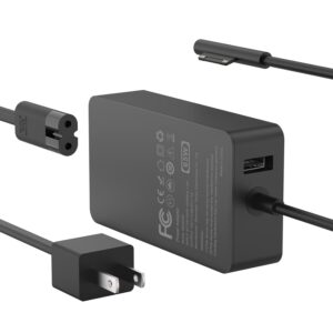 65W Charger Compatible with Microsoft Surface Pro 11, 10, 9, 8, 7+, 7, 6, 5, 4, 3, X, Power Adapter for Windows Surface Laptop 7/6/5/4/3/2/1, Go Tablet, Book 3/2/1, Support 44W,...