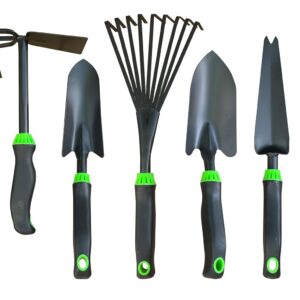 7-Piece Aluminum Alloy Heavy Duty Gardening Tool Set – Rust Proof, Ergonomic Handle, Includes Shovels, Rakes, Hoes & More for Gardening Enthusiasts