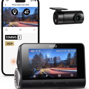 70mai A810 4K Dash Cam Front and Rear, Dual Dash Camera for Cars with Starvis 2 HDR Night Vision, 4G LTE Support, ADAS, Built in GPS & WiFi, 24/7 Parking Mode, AI Motion...