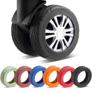 8 Pcs Upgrade Luggage Wheel Covers, Carry On Luggage Suitcases,Wear-Resistant, Anti-Noise, Silicone Wheel Protective Covers for 2-2.4" Spinner Wheel,Essential Travel Accessories...