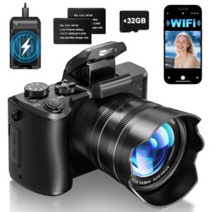 8K Digital Cameras for Photography - Autofocus 88MP WiFi Vlogging Camera for YouTube with Dual-Lens - 16X Digital Zoom Vlog Camera with Lens Hood, Flash, Touch Screen, 2...