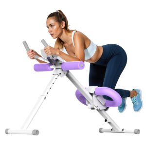 Ab Machine, Adjustable Ab Trainer Machine for Abs Workout at Home Gym, Foldable, Knee Protection, Abdominal Trainer for Stomach Workout