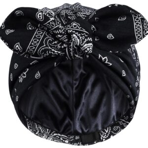 Ababalaya Satin Lined Beanies for Women Chemo Headwear Silky Lined Cotton Sleeping Cap