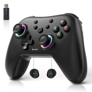 AceGamer Aurora Generation 2.4G Wireless Bluetooth Controller for Windows PC/Android/Switch/iOS/Steam Deck, Hall Joysticks and RGB Light- Upgraded PC Gaming Controller and Back...