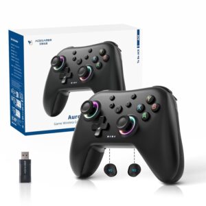 AceGamer Aurora II 2.4G Wireless Bluetooth Controller for PC/Android/Switch/iOS/Switch 2/Steam Deck with Rotary Motors, RGB Hall Effect Joysticks - Upgraded PC Gaming Controller...