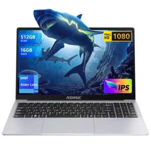 ACEMAGIC 2025 Laptop,15.6-Inch FHD Display Laptop with Quad Core-12th Alder Lake N95(Up to 3.4GHz), 16GB RAM 512GB ROM Traditional Laptop Computer,Silver