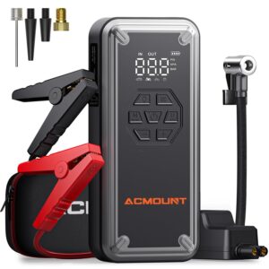 Acmount W160 Jump Starter with Air Compressor, 5000A Car Jump Starter 150PSI Tire Inflator, 12V Car Battery Jumper Pack for Up to 9.0 Gas/8.0L Diesel, Portable Air Pump with LCD...