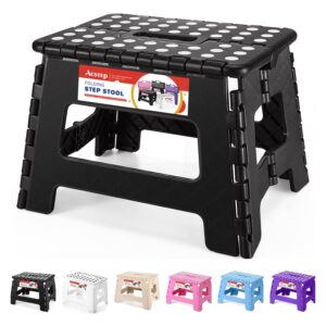 ACSTEP Folding Step Stool 9'' Tall Kids Step Stool Holds Up to 300 lb Plastic Foldable Step Stools for Kids Non-Slip Surface with Carry Handle Collapsible Stool for Home,...