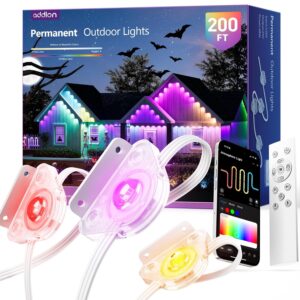 addlon 200FT Permanent Outdoor Lights, RGB+IC Smart LED Outdoor Lights for House, App & Remote Control, DIY Scene Mode, IP67 Waterproof Christmas Light, Holiday, Party,...