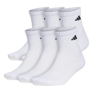 adidas Men's Athletic Cushioned 6-Pack Quarter, Athletic Cushioned Quarter Ankle Socks for Men with Arch Support