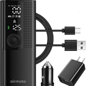 Airmoto and Power Kit Bundle Deal - 1 bundle - Tire Inflator Portable Air Compressor with Power Kit for Charging at Home and on The Road - Cordless Air Pump for Car Tires,...