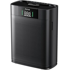AIRTOK Air Purifiers for Home Large Room Up to 1300 Ftยฒ, with Air Quality Monitor PM2.5ใHEPA Sleep ModeใAromatherapy for Allergies, Pet Hair, Pollen in Bedroom, AP2301, Black