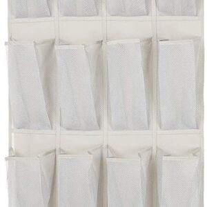 Amazon Basics 24 Medium Pocket Over-the-Door Hanging Shoe Organizer, Light Grey