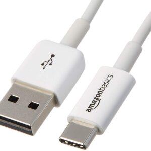 Amazon Basics USB-C to USB-A 2.0 Fast Charger Cable, 480Mbps Speed, USB-IF Certified, for Apple iPhone 16/15, iPad, Samsung Galaxy, Tablets, Laptops, 6 feet, White