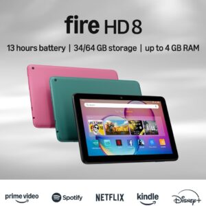 Amazon Fire HD 8 tablet (newest model), 8” HD Display, 3GB memory, 32GB, designed for portable entertainment, Black