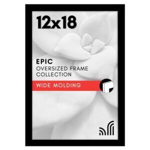 Americanflat 12x18 Poster Frame in Black - Composite Wood with Polished Plexiglass - Horizontal and Vertical Formats for Wall with Included Hanging Hardware