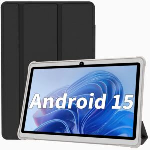 Android 15 Tablet 7 Inch Tablet, 9GB RAM 32GB ROM 1TB Expansion, Quad-core Processor, Dual Camera, 5G/2.4G WiFi, Bluetooth, Parental Control, Drop-Proof Case (Black)
