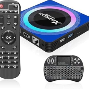 Android TV Box 13.0, Android Box 4GB RAM 64GB ROM, Quad Core Smart 8K TV Box with Mini Keyboard Support 2.4G/5.0GHz Dual WiFi 100M Ethernet Bluetooth