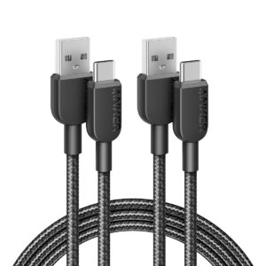 Anker USB A to USB C Cable, Charger Cord (2 Pack, 6FT), for iPhone 17 Series,Samsung Galaxy Note 10/S10+ S10, LG V30 (Black)