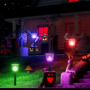 AOSEA 4 Pack Solar Pathway Lights Outdoor Waterproof - Auto RGB Color Changing Solar Lights for Outside, IP65 Rated, 12H Bright Landscape Lighting, Durable Plastic - Perfect for...