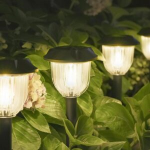 AOSEA Solar Outdoor Lights, IP 65 Waterproof Solar Powered Driveway Lights, Auto On/Off Path Landscape Lighting for Yard, Patio, Landscape, Pathway, Warm White(2 Pack)