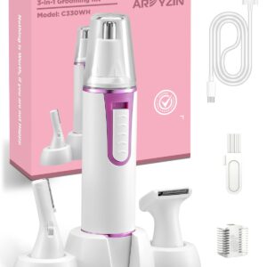 AREYZIN Nose Hair Trimmer for Women Rechargeable Eyebrow & Facial Hair Trimmer for Men, Professional Painless Nose Trimmer with IPX7 Waterproof, Dual Edge Blades for Easy Cleaning