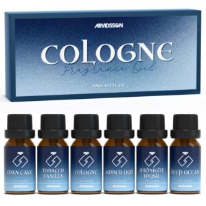 ARVIDSSON Cologne Fragrance Oils Set, Essential Oils for Diffuser | Deep Ocean, Cologne, Amber Oud, Tobacco Vanilla, Man Cave, Midnight Musk, Diffuser Oil Scents for Candle...