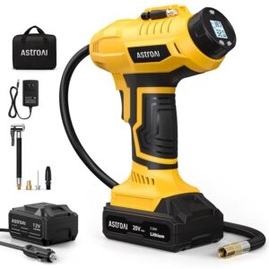 AstroAI Cordless Tire Inflator Air Compressor 20V Rechargeable Battery Powered 160PSI Portable Air Pump with 12V Car Power Adapter Digital Pressure Gauge for Cars Motorcycles...