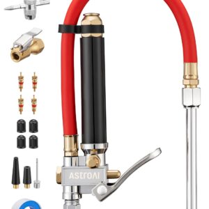 AstroAI T3 Heavy-Duty Tire Pressure Gauge with Inflator, Dual Head Chuck ANSI B40.1 Accurate Air Chuck with Pressure Gauge, 10-120 PSI, Compatible with 1/4" NPT Air Compressor