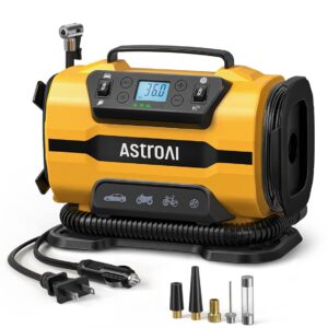 AstroAI Tire Inflator Portable Air Compressor Pump 150PSI 12V DC/110V AC with Dual Metal Motors&LED Light, Automotive Car Accessories&Two Modes for Car, Bicycle Tires and Air...