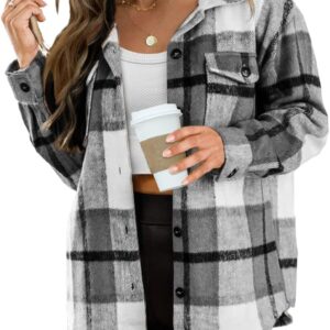 AUTOMET Womens Fall Outfits Fashion Clothes Shackets Flannel Plaid Button Down Long Sleeve Shirts Jackets