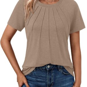 AUTOMET Womens Short Sleeve Shirts Business Casual Tops Summer Trendy Tshirts Dressy Tee Fashion Blouses Outfits 2025