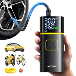 AUXITO Tire Inflator Portable Air Compressor - 150PSI 1Min Fast Inflate Air Pump for Car Tires with Tire Pressure Gauge, LED Flashlight, Portable Tire Inflatores for Car, Sedan,...