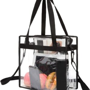 BAGAIL Clear Bags 12x6x12 Stadium Approved Clear Tote Bag with Zipper Closure Crossbody Shoulder Bag with Adjustable Strap