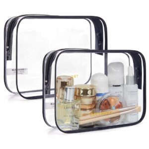 BAGSMART Clear Toiletry Bag, 2 Pack TSA Approved Travel Toiletry Bag Carry on Travel Accessories Bag Airport Airline Quart Size Bags Water Repellent Makeup Cosmetic Bag for...
